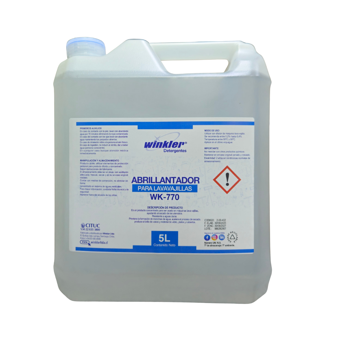 Abrillantador de Lavavajillas Concentrado - Wk-770 - 5 Litros